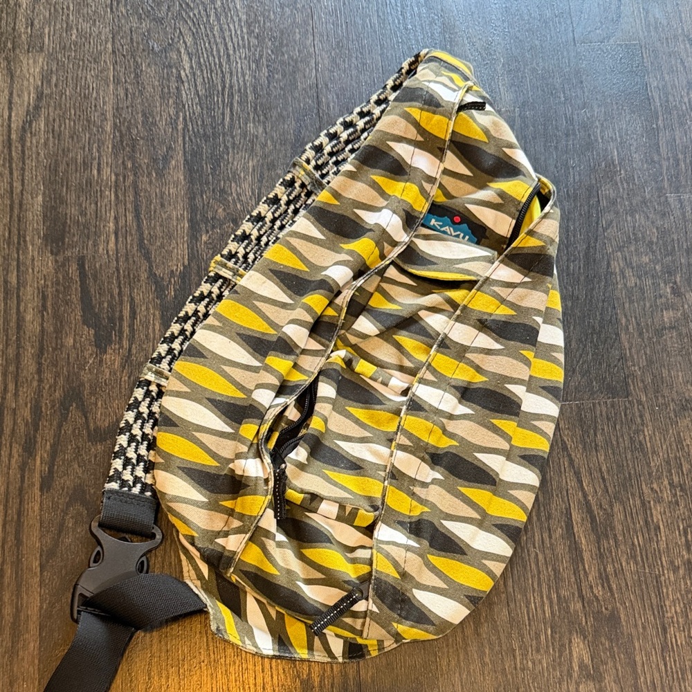 Kavu Yellow and Gray Patterned Belt Bag